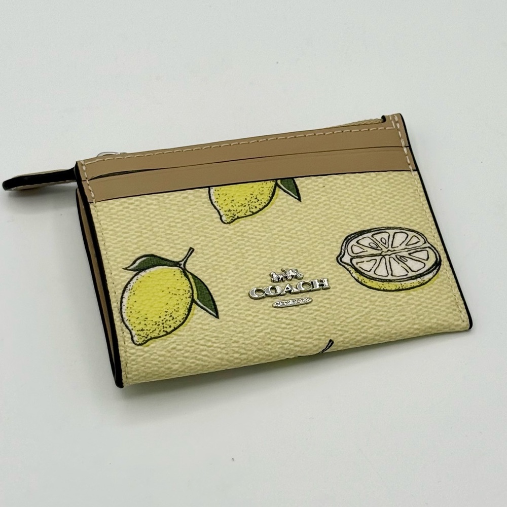 Coach Lemon Print Beige Card Holder